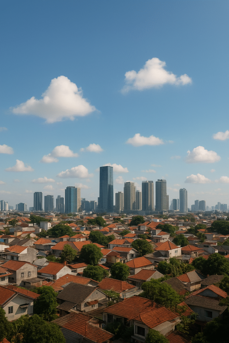 Langit Jakarta cerah berawan saat akhir pekan, Minggu (7/9/2025), sesuai prakiraan cuaca BMKG. (Dok-Posnews)