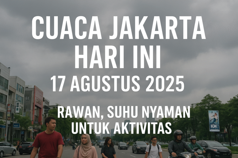 Langit Jakarta diprediksi berawan pada Minggu (17/8/2025) dengan suhu udara berkisar 24–32°C. (Dok-Onlinews)