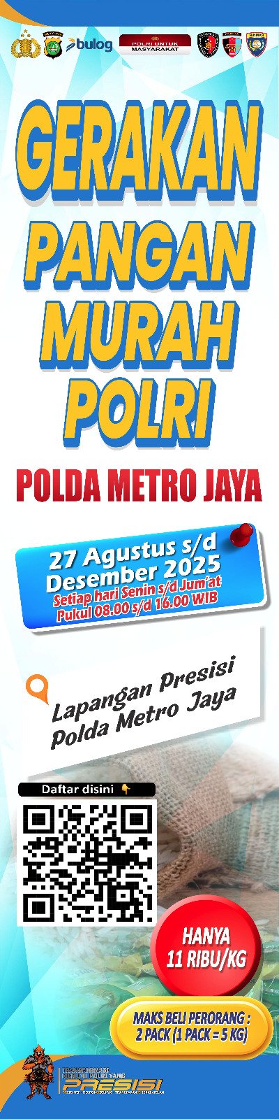 Polda Metro Jaya meluncurkan Gerakan Pangan Murah dengan menyalurkan beras SPHP seharga Rp11 ribu per kg untuk menjaga stabilitas harga pangan. (Dok-Humas PMJ)