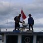 Kapolres Tanggamus tempuh empat jam perjalanan laut untuk kibarkan Merah Putih di Pulau Tabuan, gelar Ngobarmas, dan bakti sosial HUT RI ke-80, Selasa (12/8/2025). (Dok-Humas Polres Tanggamus)