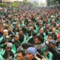 Ilustrasi, Ribuan personel polisi berjaga saat aksi demo ojek online di kawasan Monas dan Kedubes AS, Jakarta Pusat. (Posnews/Ist)

