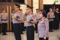 Upacara kenaikan pangkat 27 perwira tinggi Polri di Rupattama Mabes Polri Jakarta. Dok-Polri