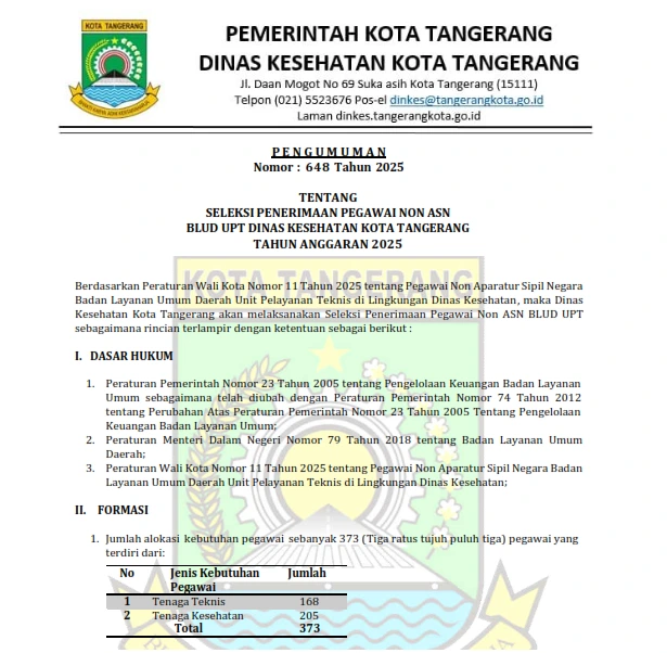 Peserta mendaftar seleksi penerimaan Non-ASN BLUD Dinas Kesehatan Kota Tangerang tahun 2025. Dok-Istimewa