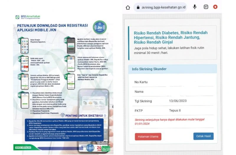 Ilustrasi peserta BPJS Kesehatan melakukan skrining riwayat kesehatan melalui aplikasi Mobile JKN. Dok-BPJS