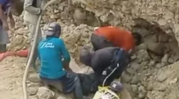 Lokasi tambang emas ilegal di Pohuwato dengan garis polisi pasca longsor mematikan. (Ist)