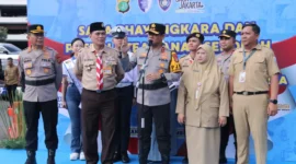 Kapolda Metro Jaya Irjen Pol Asep Edi Suheri memimpin Apel Saka Bhayangkara dan Polisi Siswa Keamanan Sekolah di Jakarta. (Posnews/Ist)