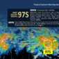 Gambar pergerakan awan tebal dan sirkulasi 97S berdasarkan pemantauan BMKG. (Posnews/BMKG)