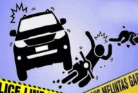 Mobil BYD menabrak gerobak PKL dan sepeda motor di Jalan Swasembada Barat, Tanjung Priok, Jakarta Utara. (Posnews/Net)