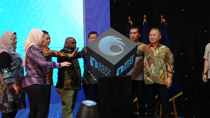 Menteri HAM Natalius Pigai meluncurkan program Satu Data HAM dalam acara Kick Off di Hotel Shangri-La Jakarta. (Posnews/KemenHAM)