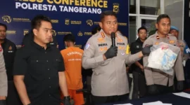 Kapolresta Tangerang merilis pengungkapan kasus pembunuhan Danu Warta Saputra. (Posnews/Ist)