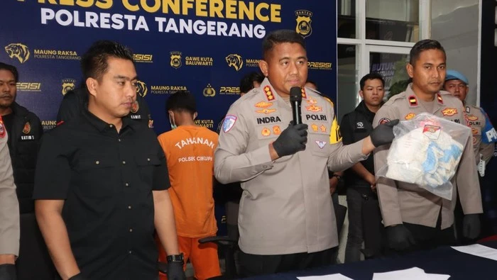 Kapolresta Tangerang merilis pengungkapan kasus pembunuhan Danu Warta Saputra. (Posnews/Ist)