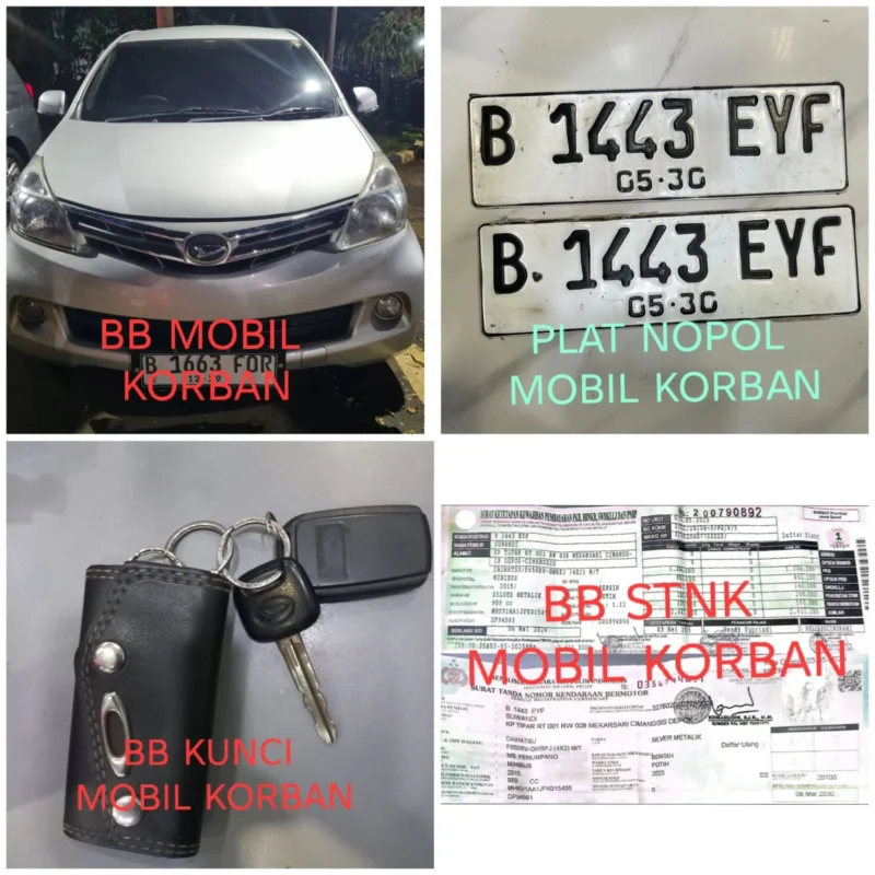 Barang bukti mobil curian kasus polisi gadungan di Rest Area Cibubur. (Posnews/Ist)
