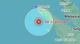 Peta lokasi pusat gempa M6,3 Simeulue menurut BMKG. (Posnews/BMKG)