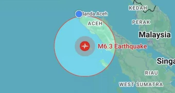 Peta lokasi pusat gempa M6,3 Simeulue menurut BMKG. (Posnews/BMKG)