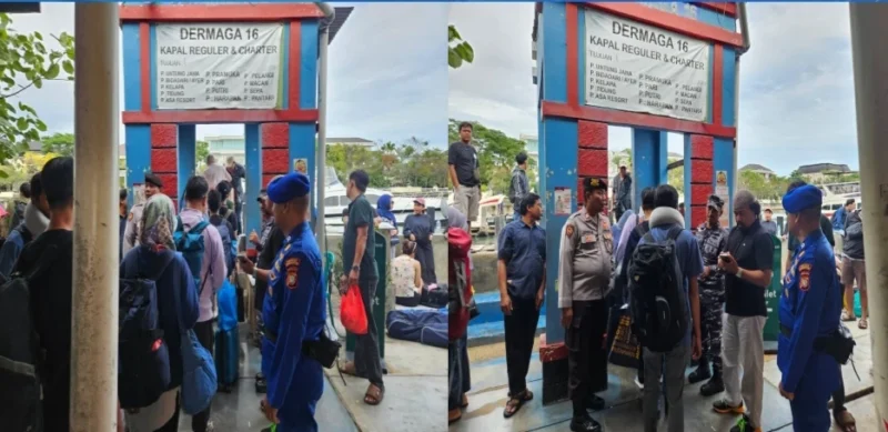 Petugas Ditpolairud Polda Metro Jaya patroli jaga keamanan wisata Ancol dan dermaga Kepulauan Seribu. (Posnews)