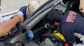 Mobil Nissan X-Trail yang dikendarai kurir ekstasi saat kecelakaan di Tol Bakauheni. (Posnews)