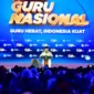 Presiden Prabowo Subianto menyampaikan pidato di Hari Guru Nasional 2025 di Indonesia Arena. (Posnews/Ist)
