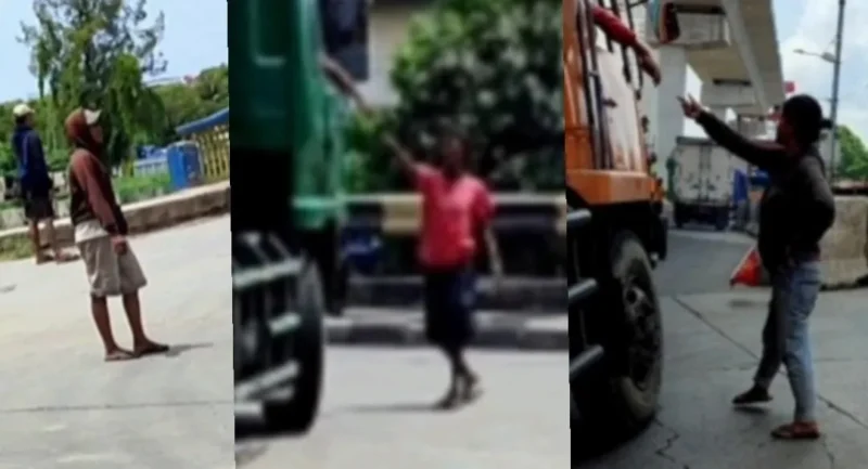 Pak Ogah dan juru parkir liar mengatur lalu lintas di persimpangan jalan Jakarta Utara jelang libur Natal 2025 dan Tahun Baru 2026. (Posnews/MR)