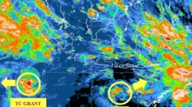Peringatan dini BMKG terkait bibit siklon tropis 96S yang memicu gelombang tinggi dan cuaca ekstrem di perairan selatan Jawa, Bali, NTB, dan NTT. (Posnews/BMKG)