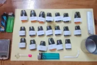 Belasan cartridge liquid sintetis diamankan polisi dari apartemen MH Thamrin. (Posnews/Ist)