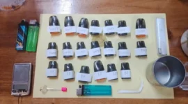 Belasan cartridge liquid sintetis diamankan polisi dari apartemen MH Thamrin. (Posnews/Ist)