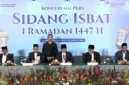 Menteri Agama Nasaruddin Umar mengumumkan hasil Sidang Isbat penetapan 1 Ramadan 1447 H di Jakarta.. (Posnews/Kemenag)