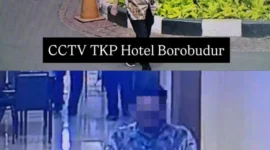 Pelaku pencurian hotel mewah di Jakarta saat diamankan Subdit Resmob Polda Metro Jaya beserta barang bukti laptop dan atribut penyamaran. (Posnews/Ist)
