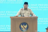 Presiden Prabowo Subianto menyampaikan peringatan dampak Perang Dunia Ketiga saat Rakornas 2026 di Bogor. (Posnews/Ist)