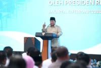 Presiden Prabowo Subianto menyampaikan pidato tegas soal penegakan hukum dalam acara Economic Outlook 2026 di Jakarta. (Posnews/Setpres)