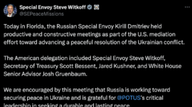Diplomasi bergerak cepat. Utusan Trump dan Putin bertemu di Florida, sementara Zelenskyy tegaskan masalah tanah hanya bisa selesai jika ia bertemu langsung dengan pemimpin Kremlin. Dok: X.