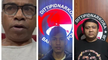 Bareskrim Polri mengamankan tersangka jaringan narkoba Erwin Iskandar beserta barang bukti ponsel dan alat hisap sabu di Jakarta. (Posnews/Ist)