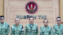 Mabes TNI di Cilangkap Jakarta Timur saat konferensi pers terkait penyerahan jabatan BAIS dan kasus penganiayaan aktivis. (Posnews/Puspen TNI)