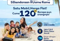 Suasana gerbang masuk Ancol dengan antrean mobil wisatawan memanfaatkan promo Rp120 ribu per mobil. (Posnews/Ist)