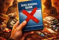 Ilustrasi rekening bank yang disalahgunakan untuk transaksi ilegal dan pencucian uang oleh jaringan kejahatan. (Posnews/AI)