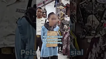 Pelaku copet perempuan diarak di kawasan Jembatan Penyeberangan Multiguna Stasiun Tanah Abang dengan tulisan “saya copet” setelah tertangkap. (Posnews/Instagram)