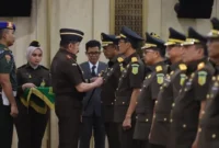 Suasana pelantikan pejabat Kejaksaan Agung di aula utama dengan Jaksa Agung memimpin pengambilan sumpah jabatan para kepala kejaksaan tinggi dan pejabat eselon II. (Posnews/Ist)