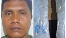 Tersangka dan barang bukti sabu belasan kilogram hasil pengungkapan Bareskrim di Pelabuhan Bakauheni. (Posnews/Ist)