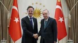 Presiden Turkiye Tayyip Erdogan bertemu dengan Sekretaris Jendral NATO Mark Rutte di Ankara, Turkey, April 22, 2026. Murat Kula/Turkish Presidential Press Office/Handout via REUTERS