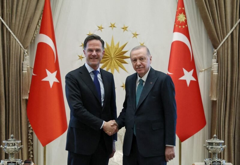 Presiden Turkiye Tayyip Erdogan bertemu dengan Sekretaris Jendral NATO Mark Rutte di Ankara, Turkey, April 22, 2026. Murat Kula/Turkish Presidential Press Office/Handout via REUTERS