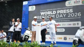 Staf Khusus Menteri HAM Thomas Harming Suwarta saat menghadiri peringatan World Press Freedom Day 2026 di Jakarta. (Posnews/Ist)