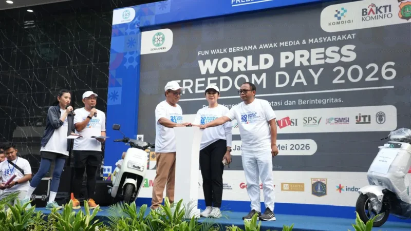 Staf Khusus Menteri HAM Thomas Harming Suwarta saat menghadiri peringatan World Press Freedom Day 2026 di Jakarta. (Posnews/Ist)