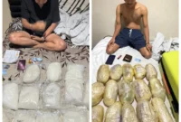 Petugas Bareskrim Polri menunjukkan barang bukti 29,4 kilogram sabu hasil penggerebekan di Apartemen MOI Kelapa Gading Jakarta Utara. (Posnews/Ist)