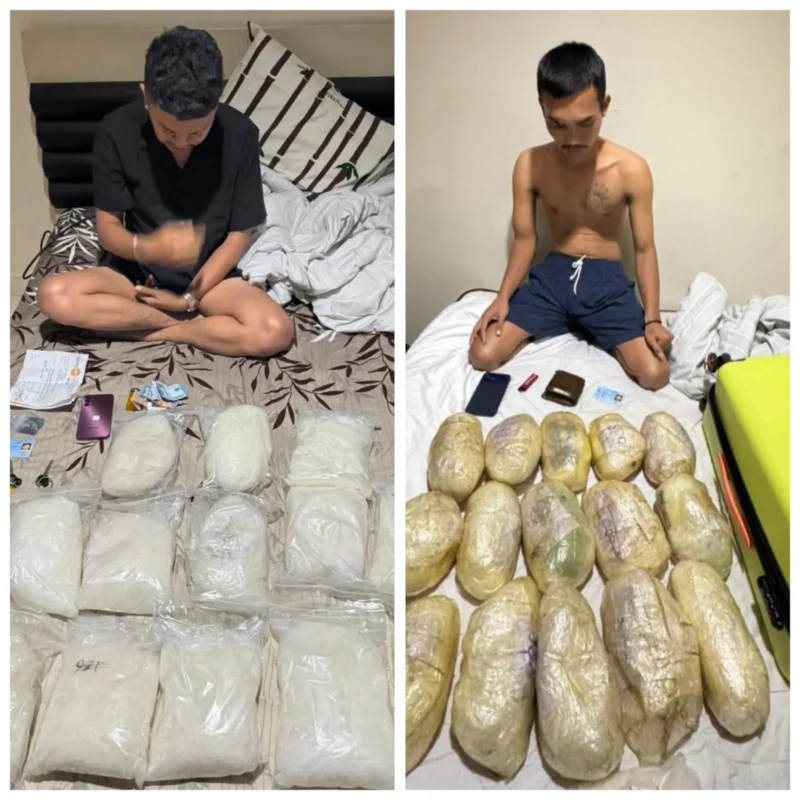 Petugas Bareskrim Polri menunjukkan barang bukti 29,4 kilogram sabu hasil penggerebekan di Apartemen MOI Kelapa Gading Jakarta Utara. (Posnews/Ist)