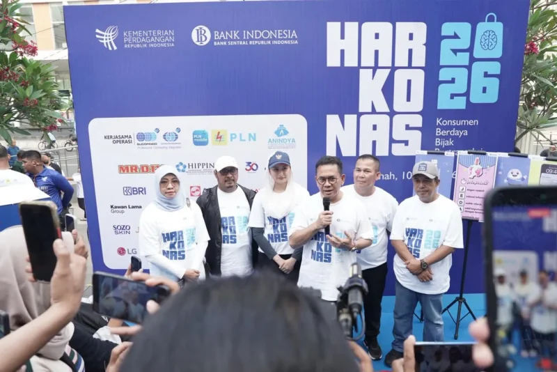 Menteri Perdagangan Budi Santoso saat menghadiri puncak Hari Konsumen Nasional 2026 di Sarinah Jakarta. (Posnews/Ist)
