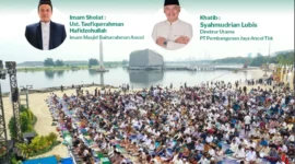 Suasana kawasan Pantai Lagoon Ancol yang menjadi lokasi Salat Idul Adha 1447 H bersama masyarakat dan karyawan Ancol. (Posnews/Ist)
