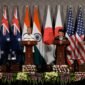 Peringatan dari New Delhi. Para menteri luar negeri aliansi Quad mengumumkan inisiatif maritim, energi, dan pelabuhan guna menjaga stabilitas kawasan Indo-Pasifik dari dominasi Tiongkok. Dok: (AP Photo/Manish Swarup)