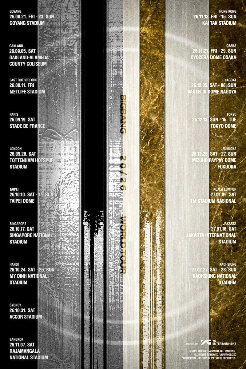 Kembalinya sang raja K-pop. BIGBANG resmi mengumumkan jadwal tur dunia berskala besar untuk merayakan hari jadi ke-20 mereka di industri musik. Dok: Istimewa.