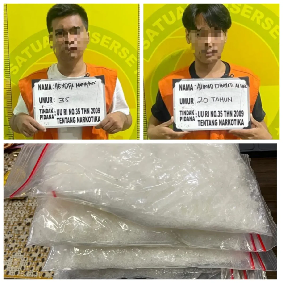 Dua tersangka kasus penyelundupan 815 gram sabu diamankan Satres Narkoba Polresta Deli Serdang di Bandara Kualanamu. (Posnews/Ist)
