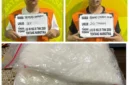 Dua tersangka kasus penyelundupan 815 gram sabu diamankan Satres Narkoba Polresta Deli Serdang di Bandara Kualanamu. (Posnews/Ist)
