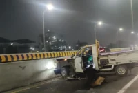 Kecelakaan Tunggal di Tol Cakung-Cilincing, Pengemudi dan Kenek Terluka. (Posnews/MR)